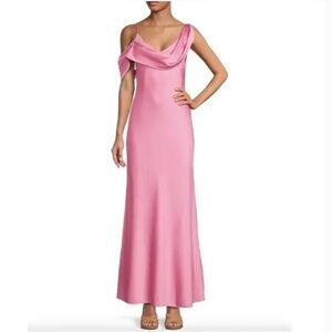 Gianni Bini | Maeve Satin Asymmetrical Neck A Line Dress Long Formal